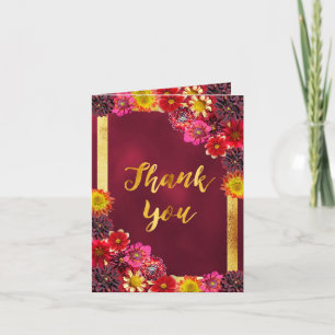 Thank you birthday photo burgundy flowers card