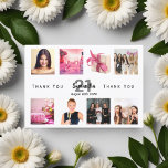 Thank You birthday photo collage women<br><div class="desc">A photo collage thank you card for women.  Personalize and add 8 of your 21st (or any age) birthday party photos on the front.  Add your name,  age,  date. An elegant white background.
Back:  your thank you note and name.</div>
