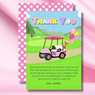 Thank You Birthday Polka Dot Pink Girly Golf  Card