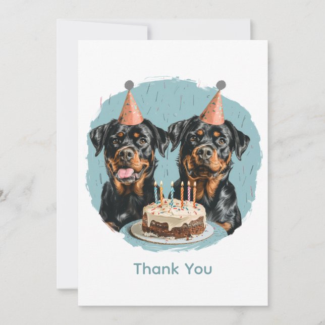 Thank You Birthday Rottweiler Dogs Card (Front)