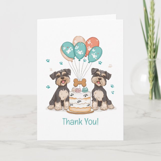 Thank You Birthday Schnauzer Dogs Card (Front)