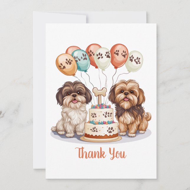 Thank You Birthday Shih Tzu Dogs Birthday Cake (Front)