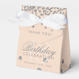 Thank You Birthday Silver Glitter Confetti Rose Favor Box