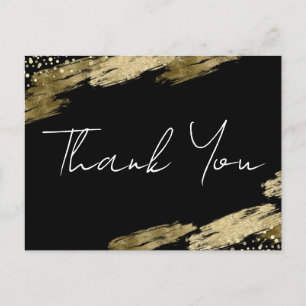 Thank You Black and Gold Elegant Postcard