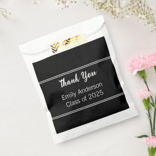 Thank You Black and White Class of 2025 Graduation Favour Bag