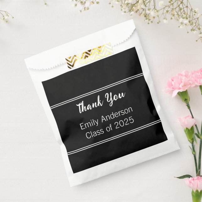 Thank You Black and White Class of 2025 Graduation Favour Bag (Sealed)