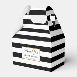 Thank You Black and White Striped Wedding Favor Box