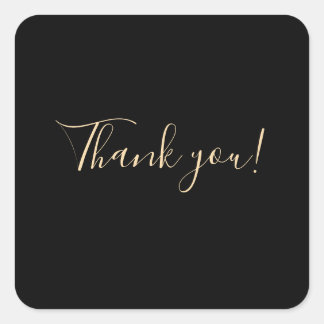 "Thank you" Black Background Square Sticker