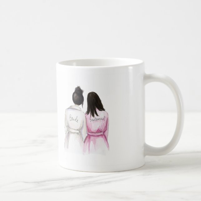 Thank you Black Bun Bride Black Long Bridesmaid Coffee Mug (Right)