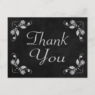 Thank You Black Chalkboard Floral  Post Card