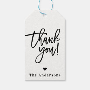 Thank You Black Chic Modern Script Wedding Favour Gift Tags
