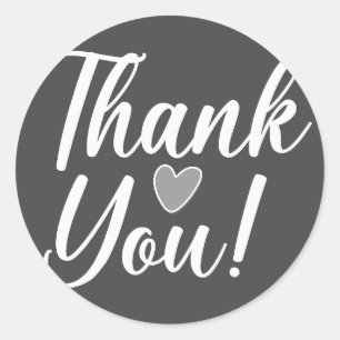 Thank You Black Classic Round Sticker