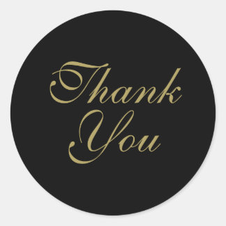 Thank You Black Classic Round Sticker