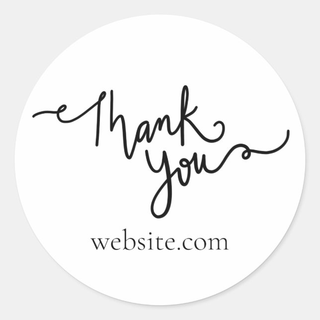 Thank You Black Cursive Calligraphy Shop Classic Round Sticker (Front)