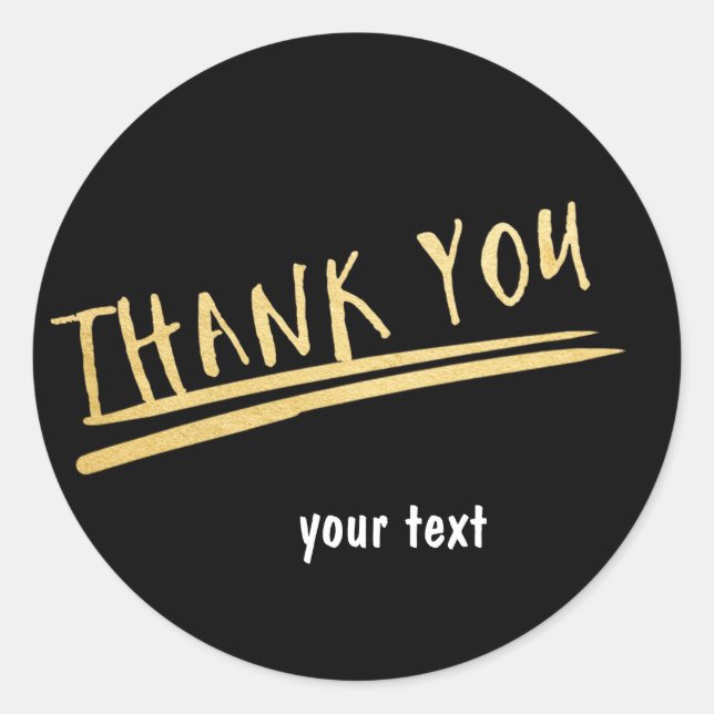 THANK YOU Black & Gold Custom Chic Sticker (Front)