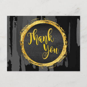 Thank You Black Gold Glitter Circle  Abstract Postcard