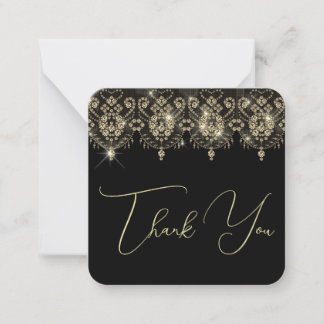 Thank you black gold lace elegant sparkle look card