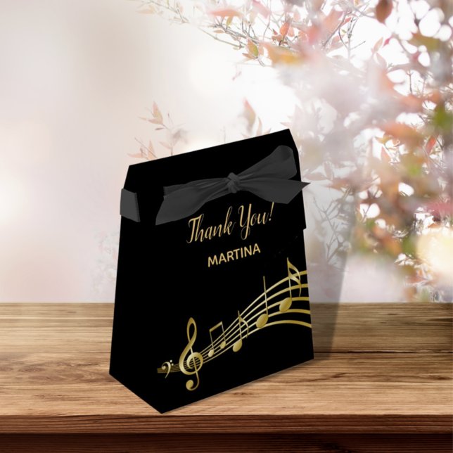 Thank You black gold music notes name birthday Favor Box (Creator Uploaded)