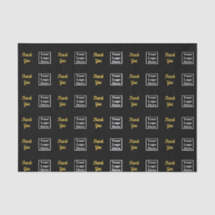 Thank You Black & Gold Your Logo Here Pattern Tissue Paper