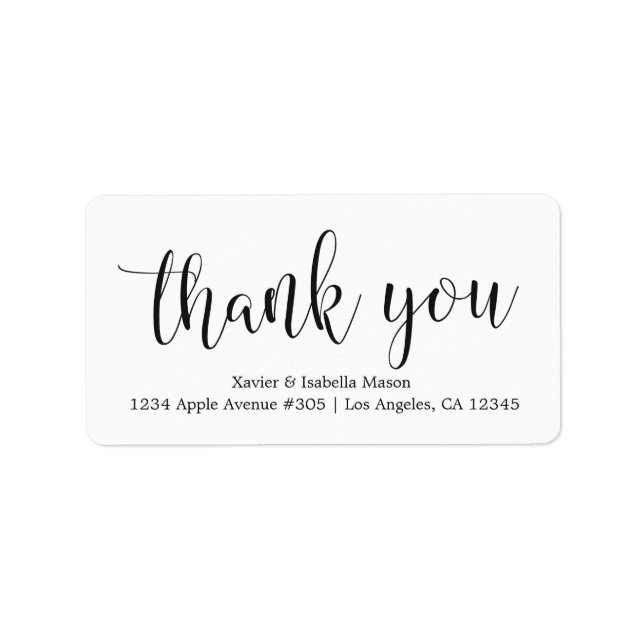 Thank You Black Script - Custom Background Colour Label (Front)