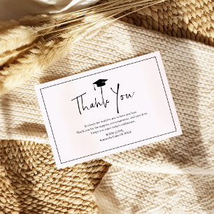 Thank You Black Script Grad Hat Graduation Card