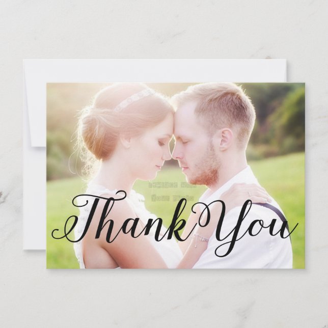 THANK YOU Black TYPOGRAPHY Photo Card Front & Back (Front)