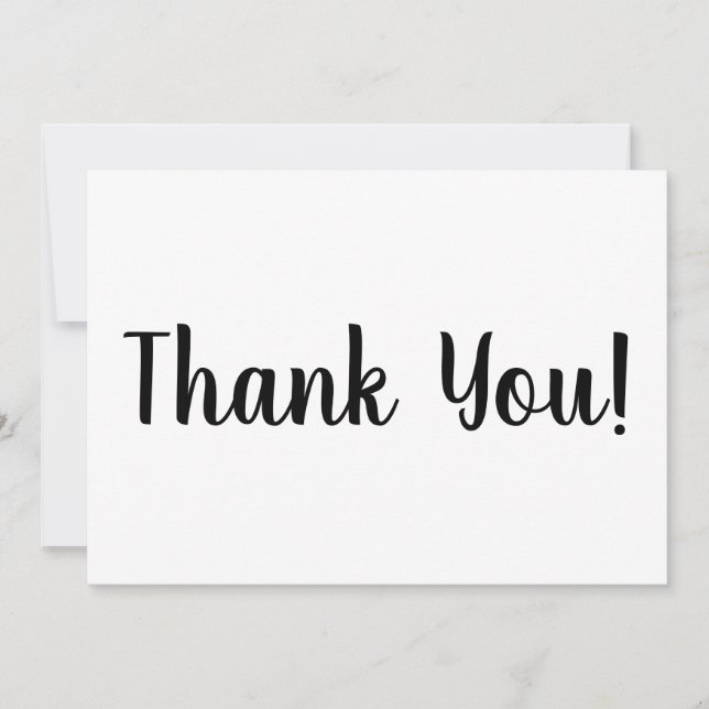 Thank You black white brush script stylish card (Front)