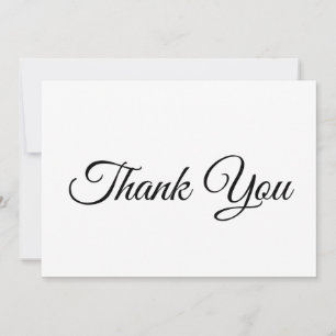 Thank You black white classic script elegant card