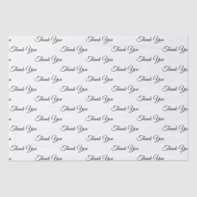 Thank you black white elegant script pattern chic tissue paper (Front)