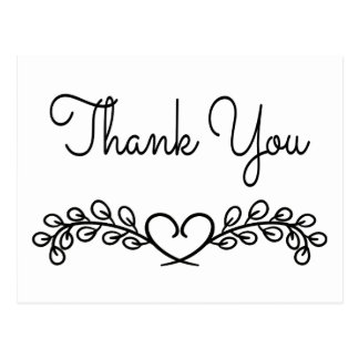 Custom Black And White Thank You Postcards | Zazzle.ca