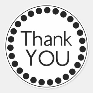 Thank You Black & White Polka Dots Wedding Classic Round Sticker