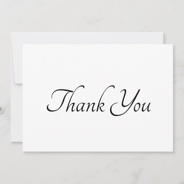 Thank You black white script elegant chic card (Front)