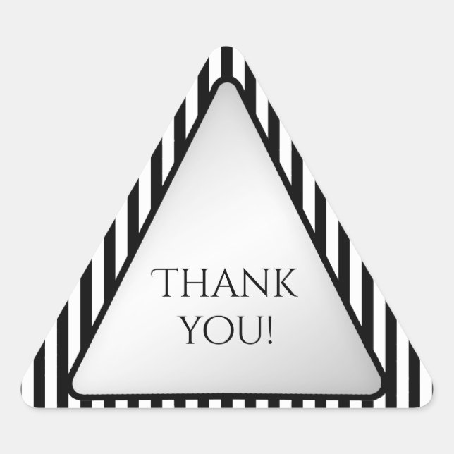 Thank You Black/White Stripe Geometric Triangle Triangle Sticker (Front)