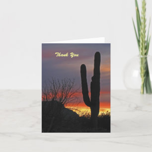 Thank You, Blank Inside, Saguaro Cactus at Sunset Thank You Card