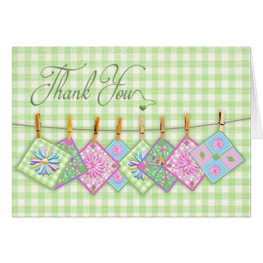 Thank You Blank - Quilt Squares on Clothesline Card