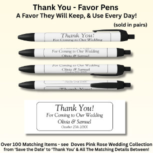 Thank You, Blsck White Wedding Black Ink Pen