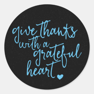 Thank You Blue And Black Motivational Attitude Classic Round Sticker