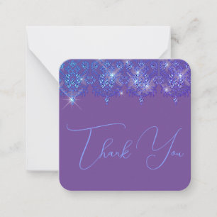Thank you blue and purple lace elegant sparkle card