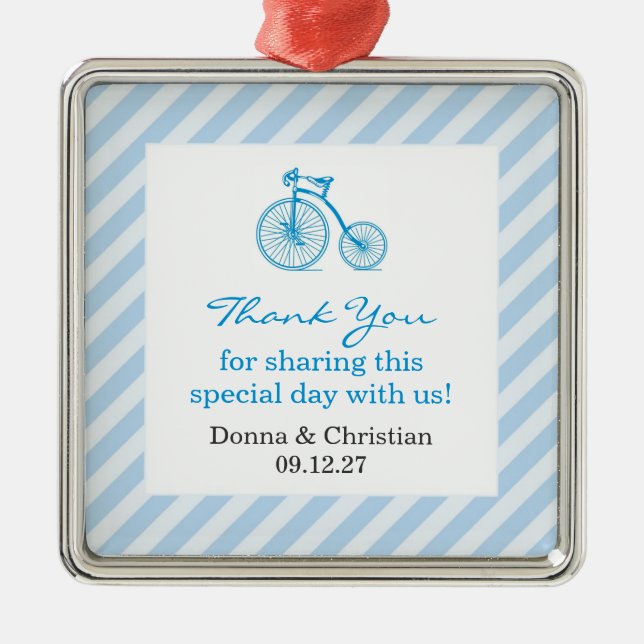 Thank You Blue Baby Shower Favour Ornament (Front)