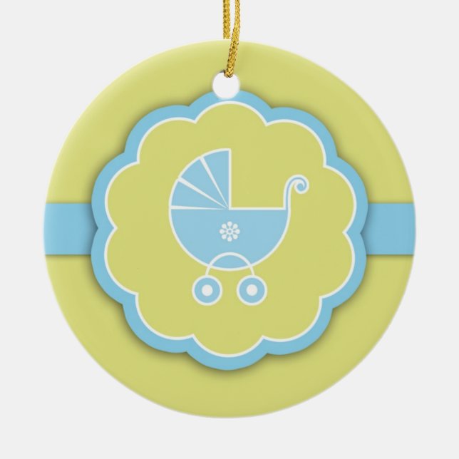 Thank You Blue Baby Shower Favour Ornament (Front)