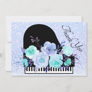 thank you blue bouquet piano decor card