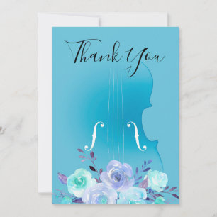 thank you blue bouquet violin card