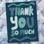 THANK YOU Blue Colourful Curvy Bubble Letters  Postcard<br><div class="desc">Hand made card for you! Customize with your own text or change the colours. Check my shop for lots more colours and designs or let me know if you'd like something custom!</div>