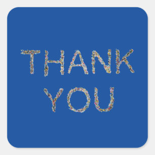 Thank You Blue Colourful General Use Appreciation Square Sticker