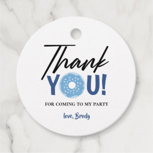 Thank You Blue Doughnut Theme Party Favour Tags