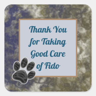 Thank You Blue Gold Abstract Dog Walker Pet Sitter Square Sticker