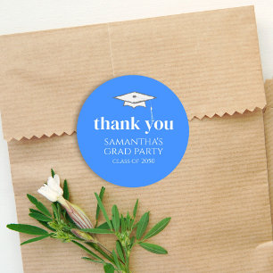 Thank You Blue Graduation Personalized Classic Round Sticker