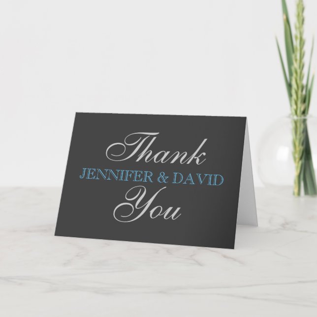 Thank You Blue Grey Colour Greeting Card (Front)
