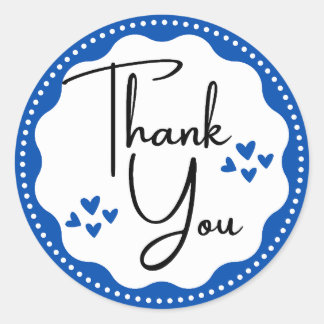 Thank You Blue Hearts Classic Round Sticker