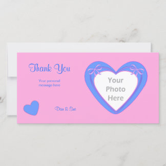 Thank You - Blue Hearts on Pink Card